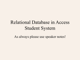Student relational database system