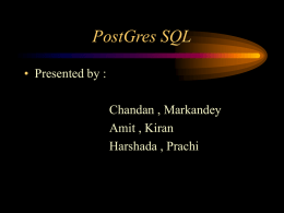 PostGres SQL - CSE, IIT Bombay