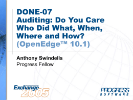 DONE-07, Auditing: Do You Care Who Did What, When, Where and