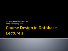 Course Design in Database Lecture 1