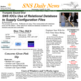 SNS IOCs Use of Relational Database to Supply Configuration Files