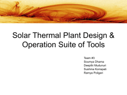 Solar Power Plant and Operation suite of tools