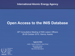 Open Access to the INIS Database - International Atomic Energy