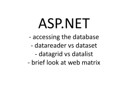 Unit 11 ASP.NET - Accessing the Database (Presentation)