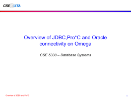Overview of JDBC and Pro* C