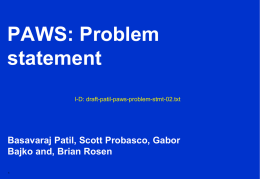 PAWS: Problem statement