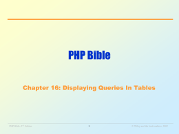 PHP Bible – Chapter 16: Displaying Queries in Tables