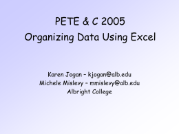 Organizing Data Using Excel
