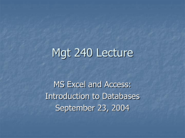 Mgt 240 Lecture