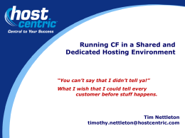 Running CF in a Shared Hosting Environment