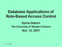 Database Applications of Role