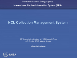 NCL Collection Management System - International Atomic Energy
