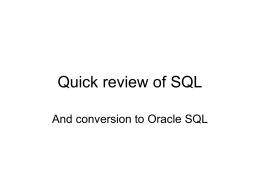 Quick review of SQL