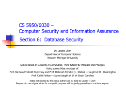 Section 6: Database Security - Computer Science