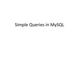 Simple Queries in MySQL