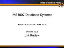 IMS1907 Database Systems - Monash University, Victoria, School of