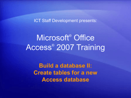 Create tables for a new Access database