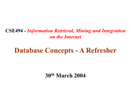 A web-oriented review of Databases (Given by Ullas Nambiar)