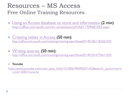 Introducation to MS Access Basics