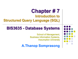 Chapter # 7 (Introduction to Structured Query Language