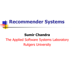 Recommender Systems - The NSF Cloud and Autonomic