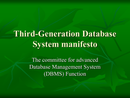 Third-Generation Database System manifesto