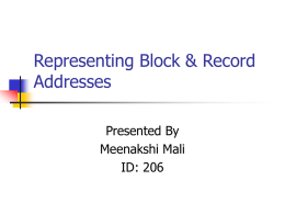 Representing Block & Record Addresses