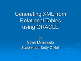 Generating XML from Relational Tables using ORACLE