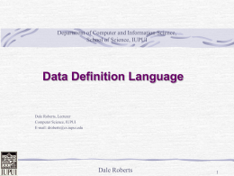 Data Definition Language - Department of Computer and