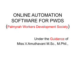 ONLINE AUTOMATION SOFTWARE FOR PWDS (Palmyrah