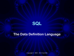 SQL Data Definition Language
