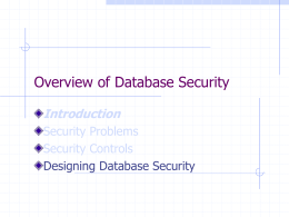 Overview of Database Security
