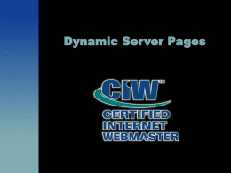 Dynamic Server Pages Lesson 1: Introduction to PHP