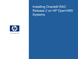 Installing Oracle9i RAC Release 2 on HP OpenVMS Systems