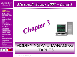 Microsoft Access Chapter 3