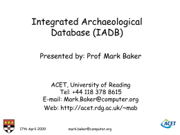 Integrated Archaeological Database (IADB).