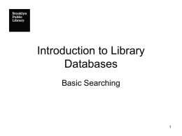 Introduction to Library Databases