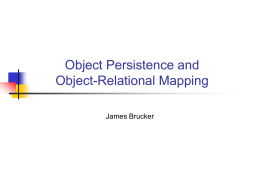 Data Persistence and Object
