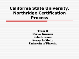 Team “B” SDLC Project - California State University, Northridge