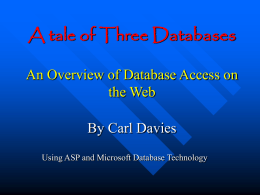 An Introduction to Database Access on the Web