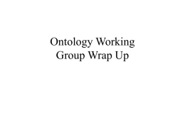 Ontology Working Group Wrap Up