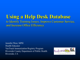 Results of Using Help Desk Database