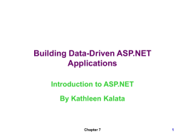 Building Data-Driven ASP.NET Applications