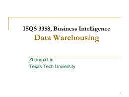 data warehousing - Zhangxi Lin