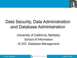 Data Security, Data Administration and Database