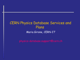 Physics Database Service Status - Indico