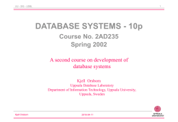 DATABASE SYSTEMS - 10p Course No. ??
