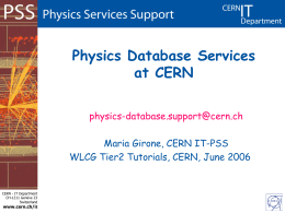 Physics Database Services at CERN