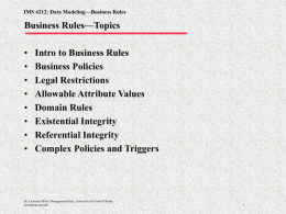 IMS 4212: Data Modeling—Business Rules