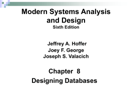 Chapter 9: Designing Databases.